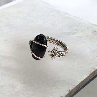 Black Agate, Silver Ring