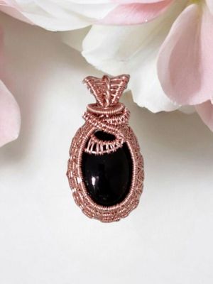 Black Agate, Rose Gold Pendant