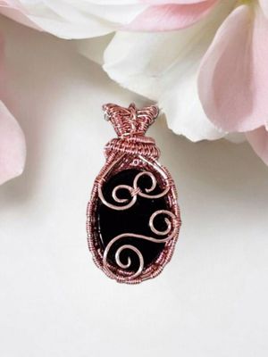 Black Agate, Rose Gold Pendant