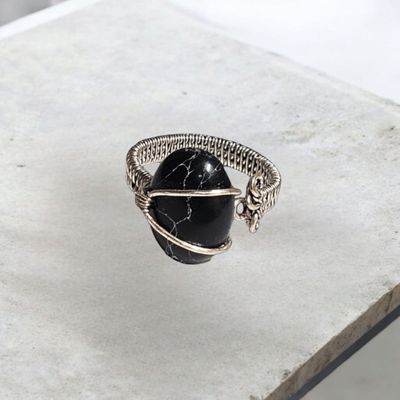 Black Agate, Silver Ring