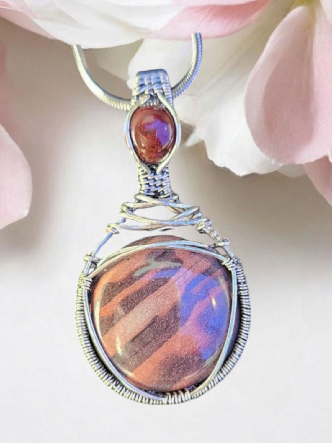 Silver, Mookaite &amp; Small Jasper Pendant