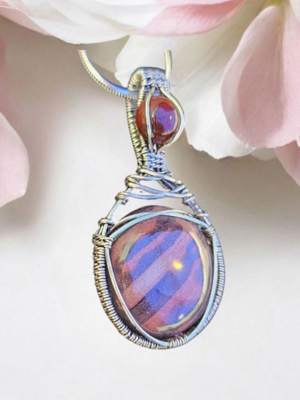 Silver, Mookaite &amp; Small Jasper Pendant