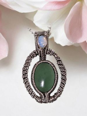 Green Chalcedony, silver Pendant