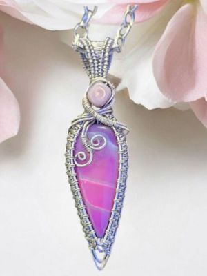 Pink Agate Silver Pendant