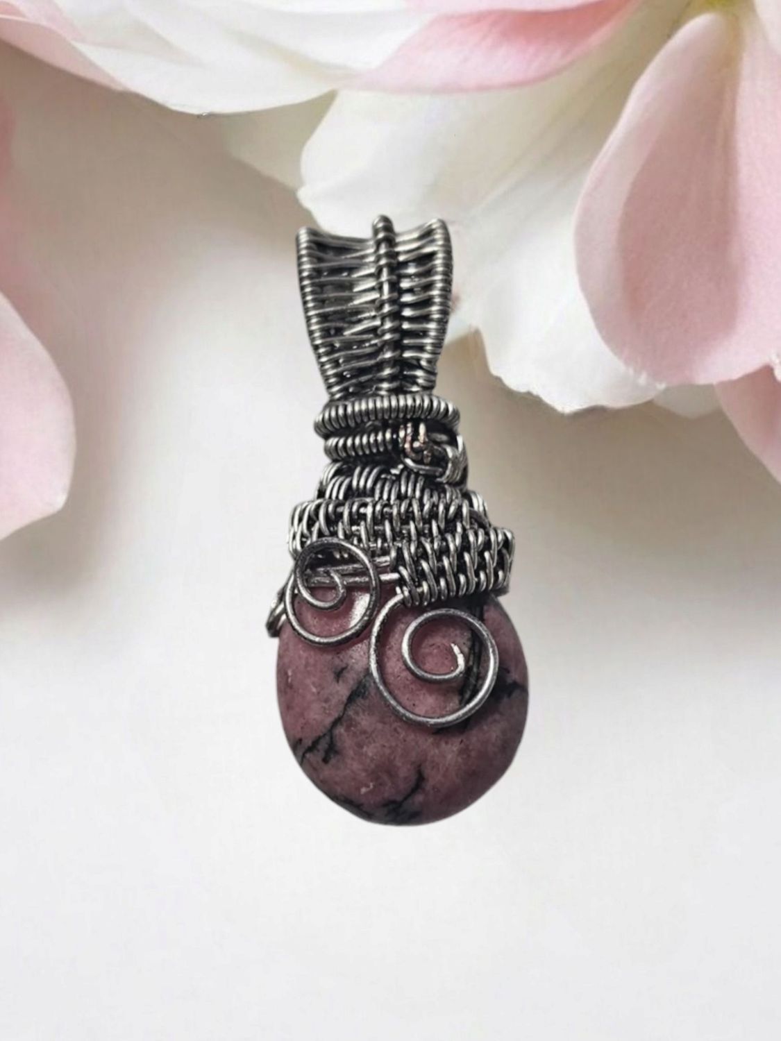 Rhodonite Silver Pendant