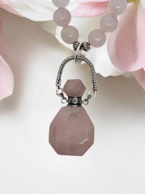 Rose Quartz, Perfume/ Oil Pendant