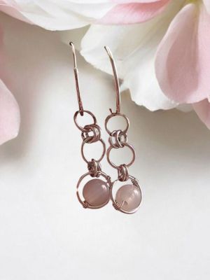 Rose Quartz, Stirling Silver Earrings