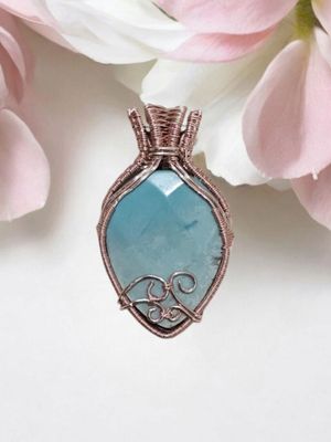 Turquoise, Rose Gold Rose Pendant