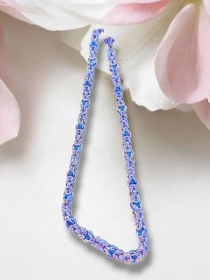 Unisex Blue bead Long Chainmaille #2 Necklace