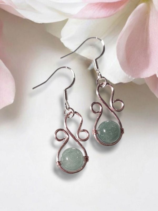 Jade, Rose Gold Earrings