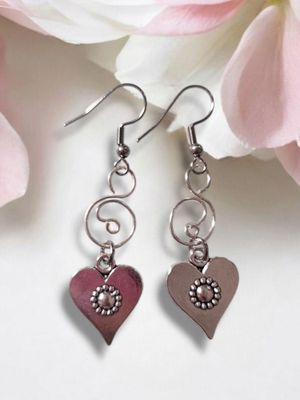 Silver, Heart Earrings