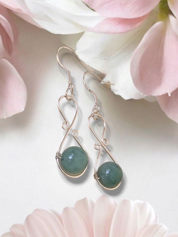 Jade,  Stirling Silver Earrings
