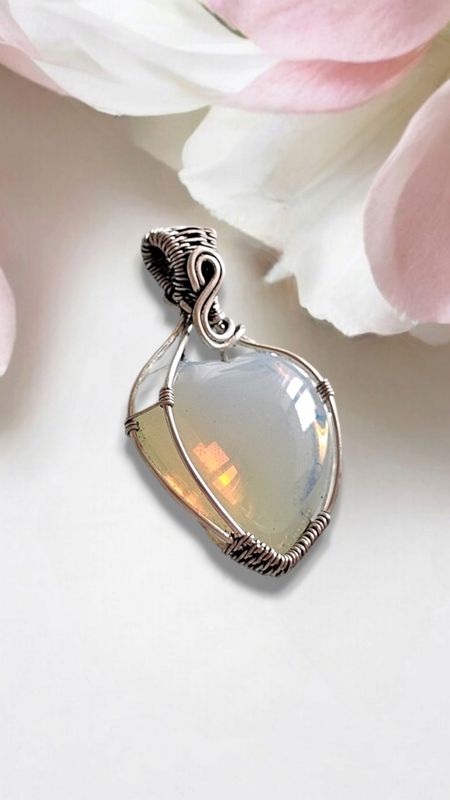 Opalite Silver Heart Pendant