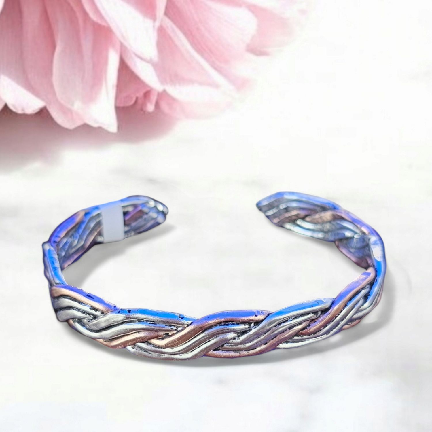 Silver &amp; Rose Gold Braided Cuff