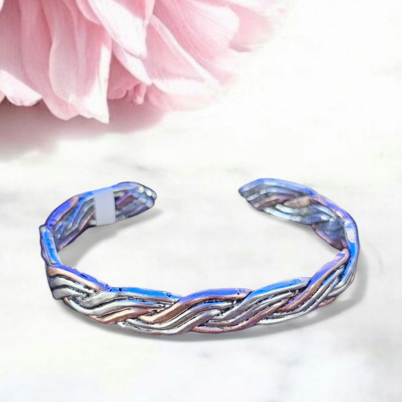 Silver &amp; Rose Gold Braided Cuff