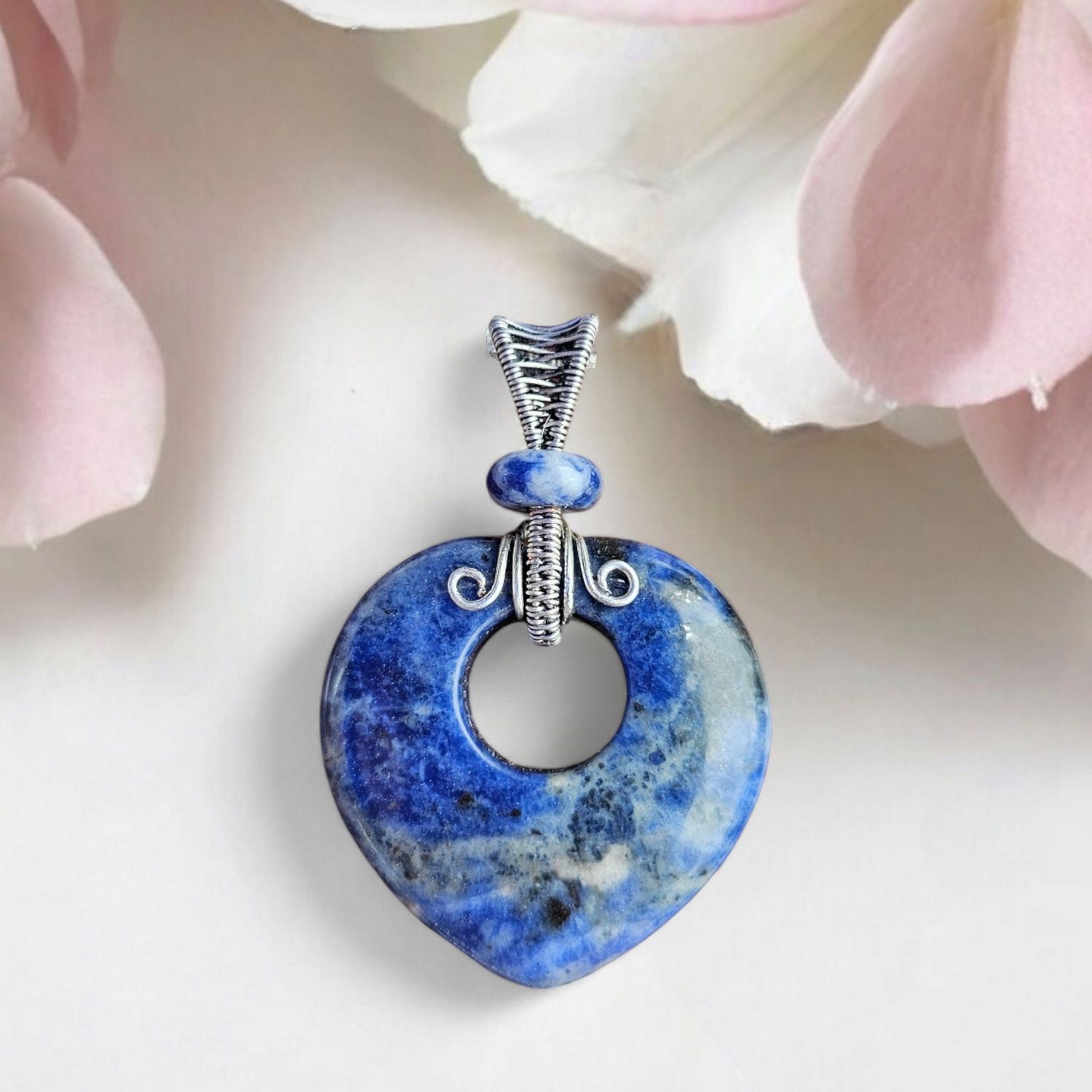 Lapis Lazuli Heart, Silver Pendant