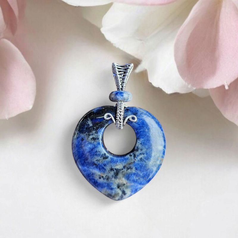 Lapis Lazuli Heart, Silver Pendant