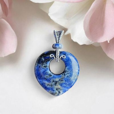 Lapis Lazuli Heart, Silver Pendant