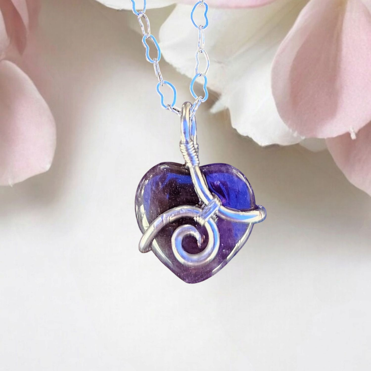 Amethyst, Heart Pendant