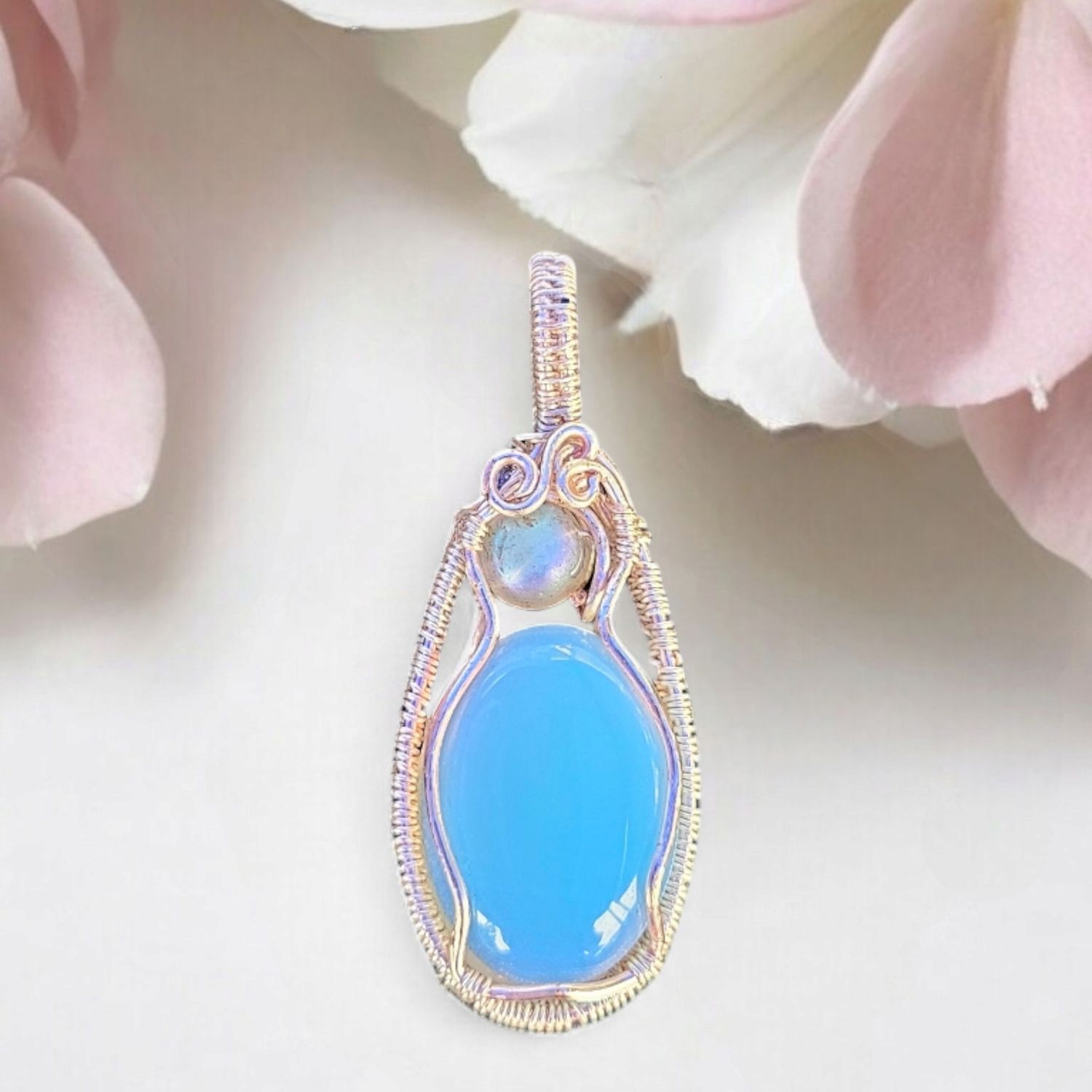 Moonstone, Silver &amp; Rose Gold Pendant