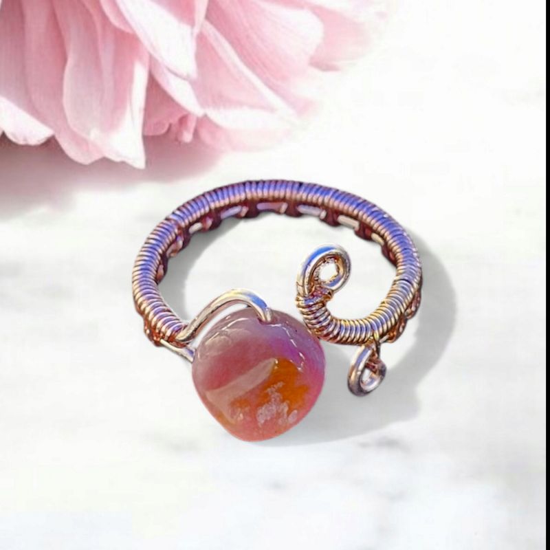 Pink Opal, Rose Gold Adjustable Ring