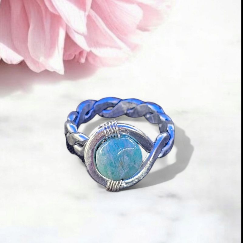 Amazonite Braided Adjustable Ring