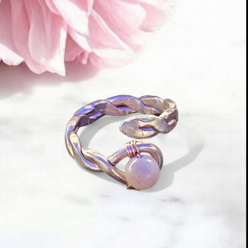 Rhodonite, Rose Gold Adjustable Ring