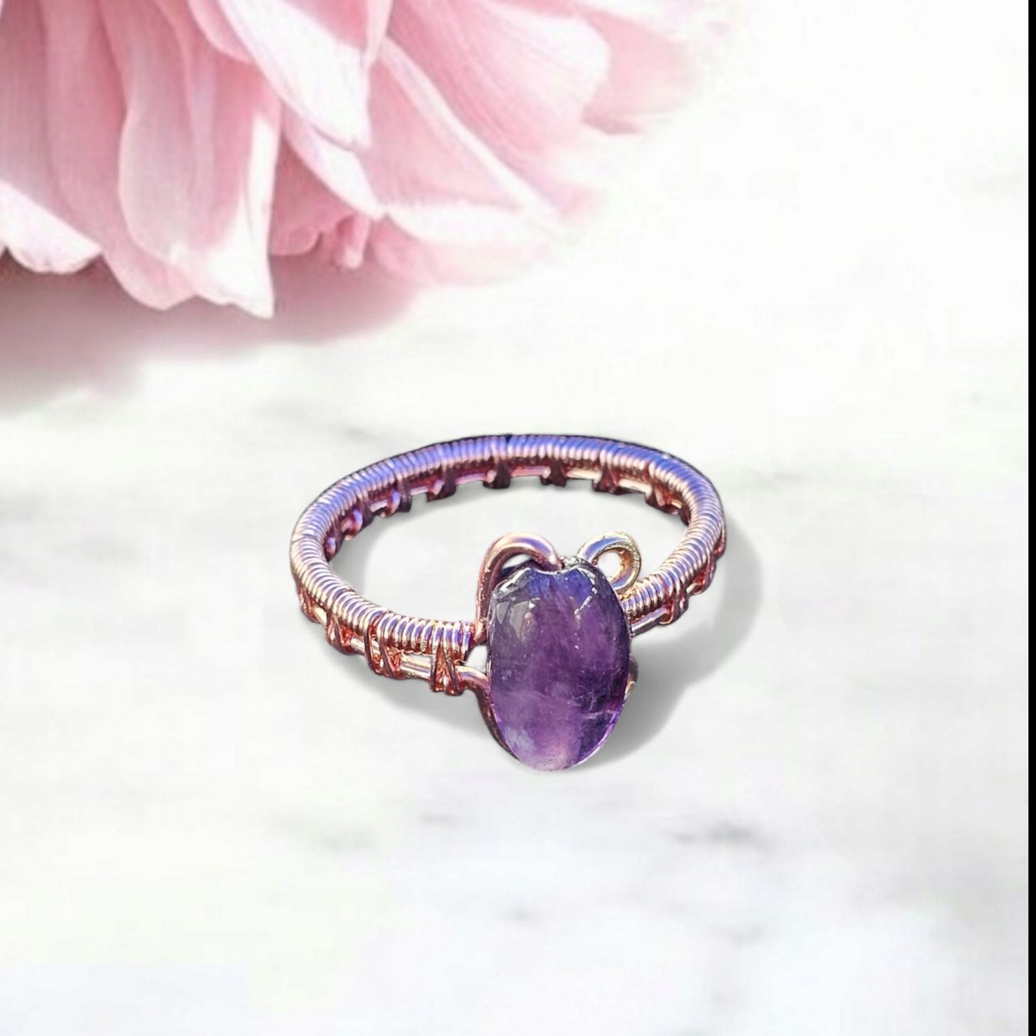 Rhodonite, Rose Gold Adjustable Ring