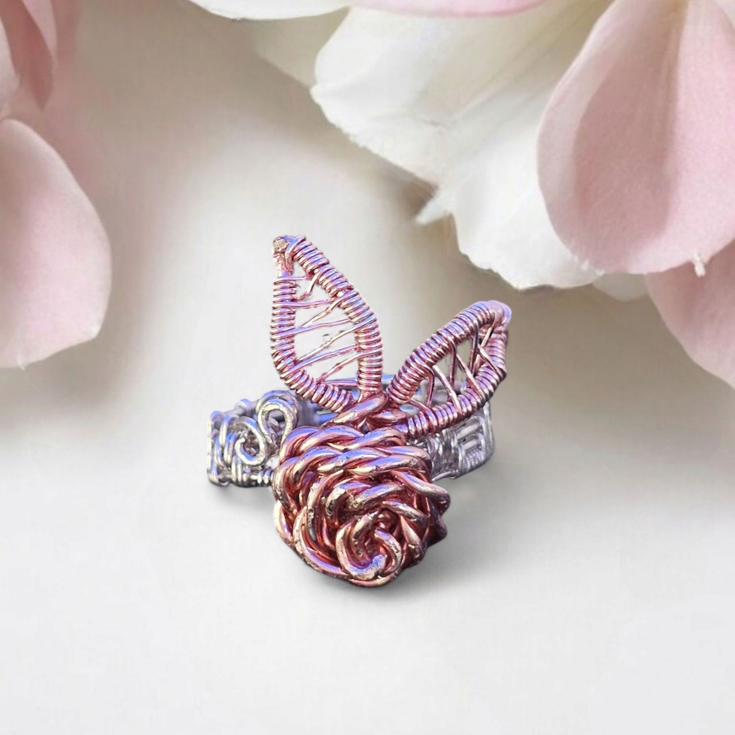 'Rose' Rose Gold &amp; Silver Adjustable Ring