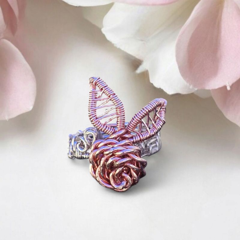 &#39;Rose&#39; Rose Gold &amp; Silver Adjustable Ring
