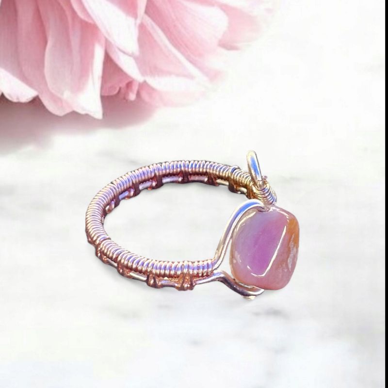 Pink Opal, Rose Gold Adjustable Ring