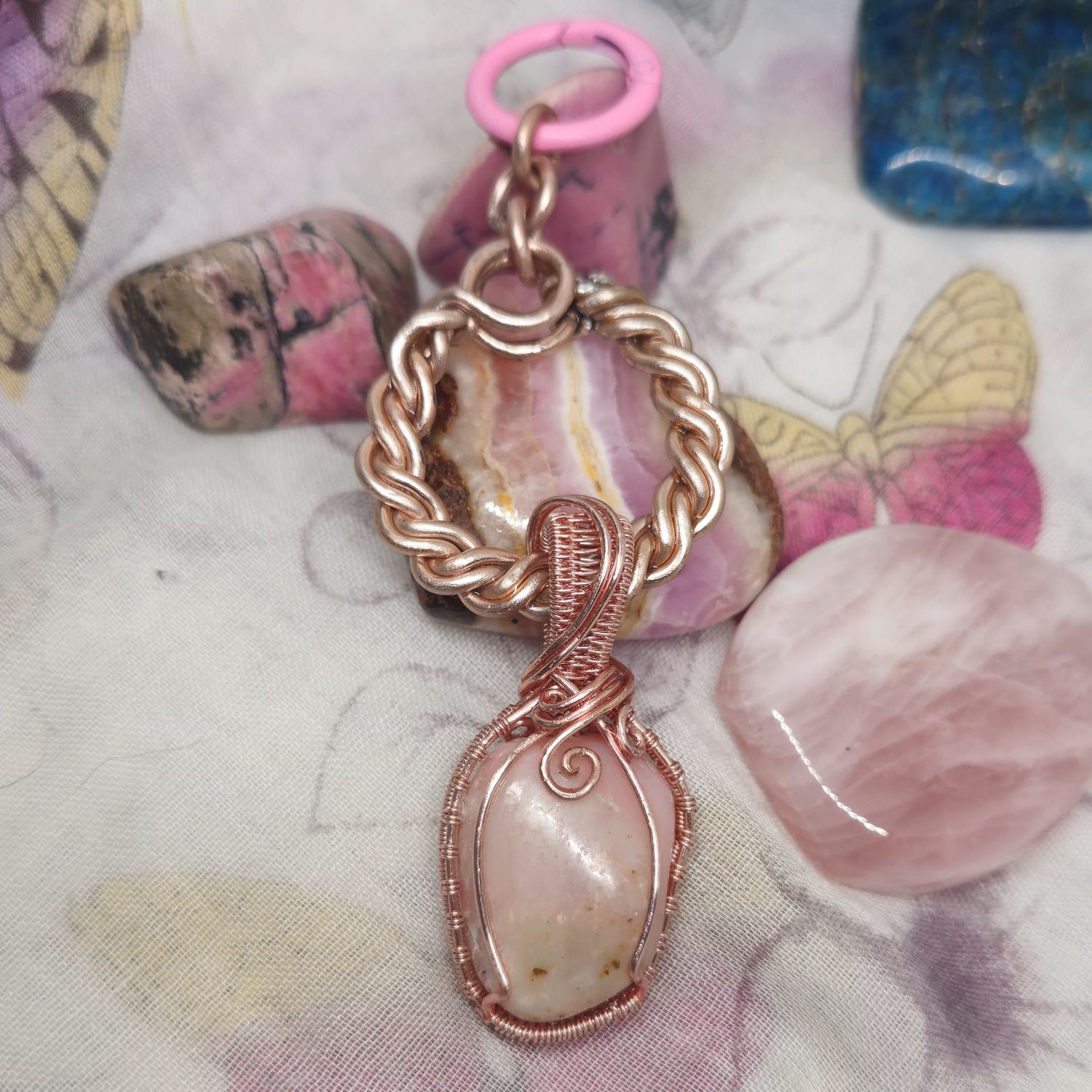 Pink Opal, Rose Gold charm