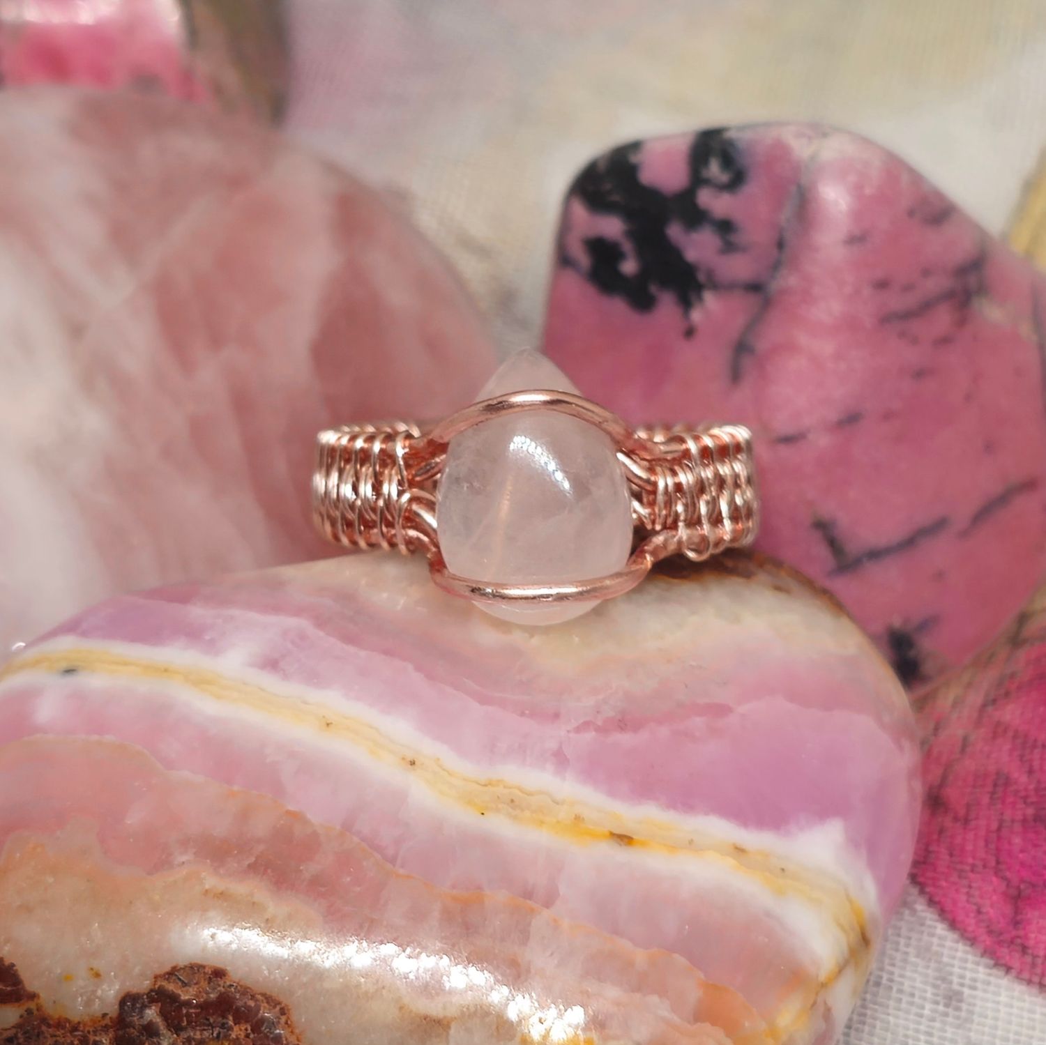 Rose Quartz Adjustable Ring
