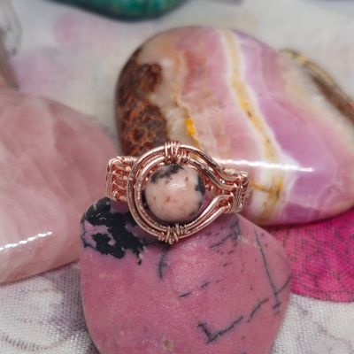 Pink Blossom Jade Adjustable Ring