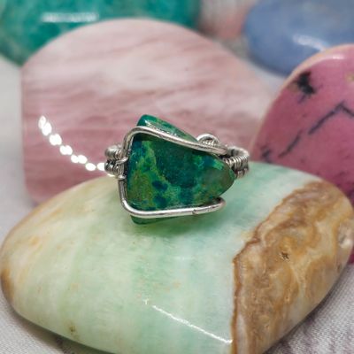Chrysocolla in Quartz Adjustable Ring
