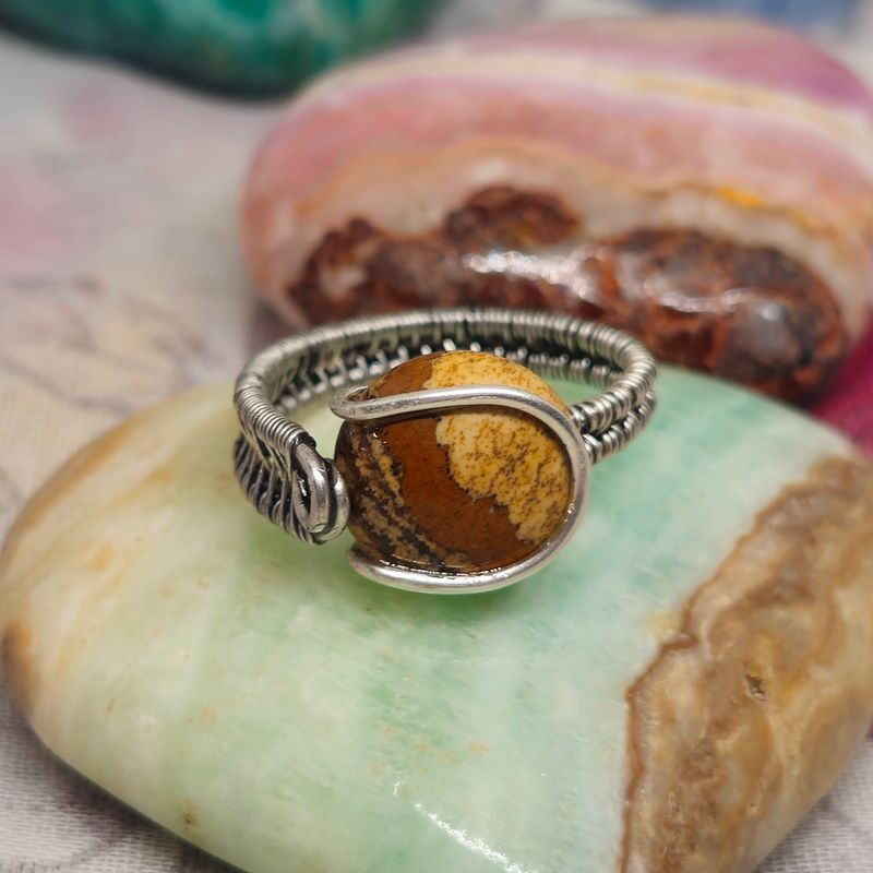 Picture Jasper Adjustable Ring