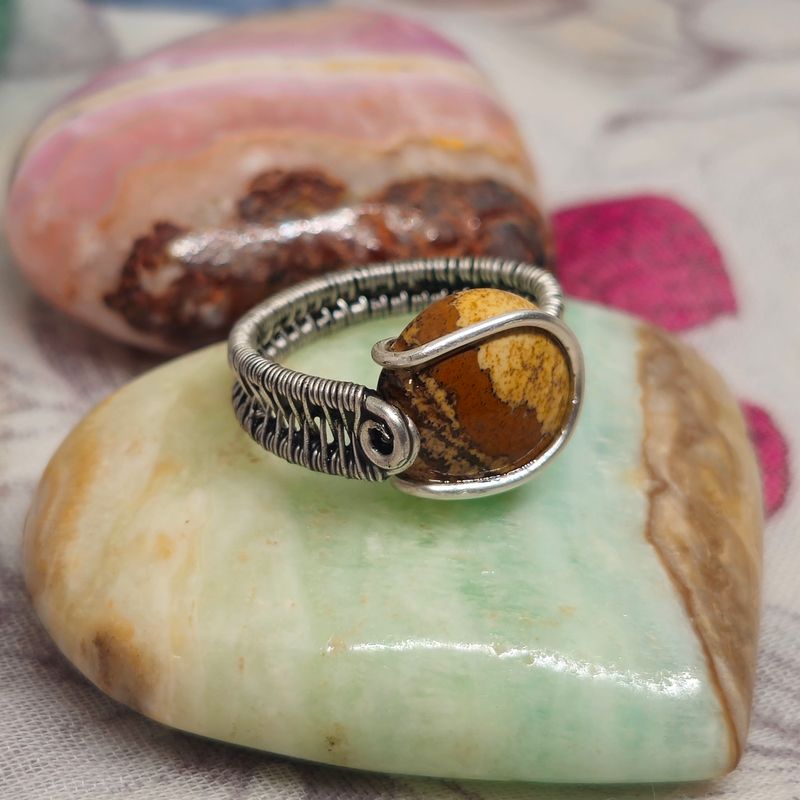 Picture Jasper Adjustable Ring