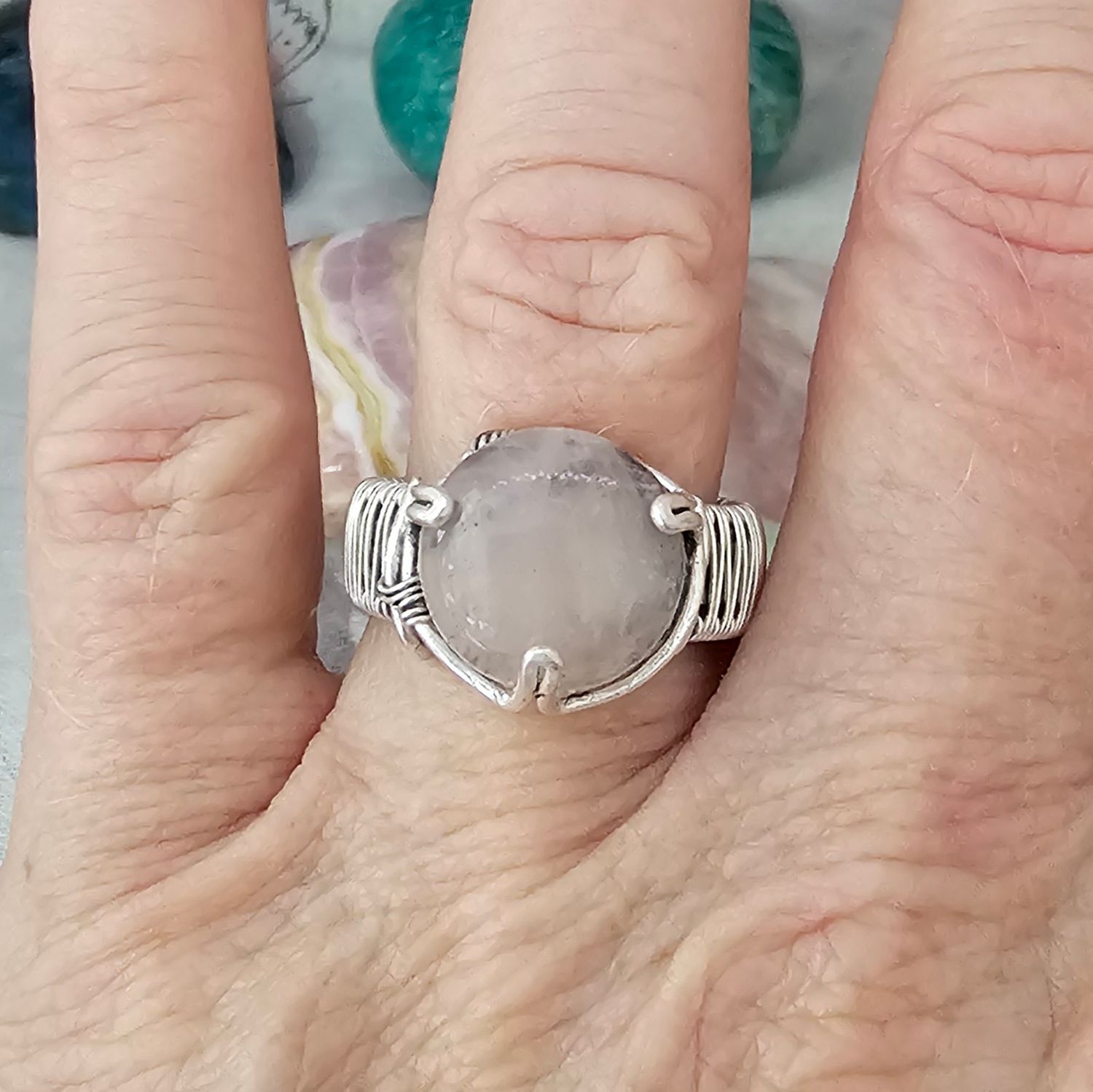 Rose Quartz Adjustable Ring