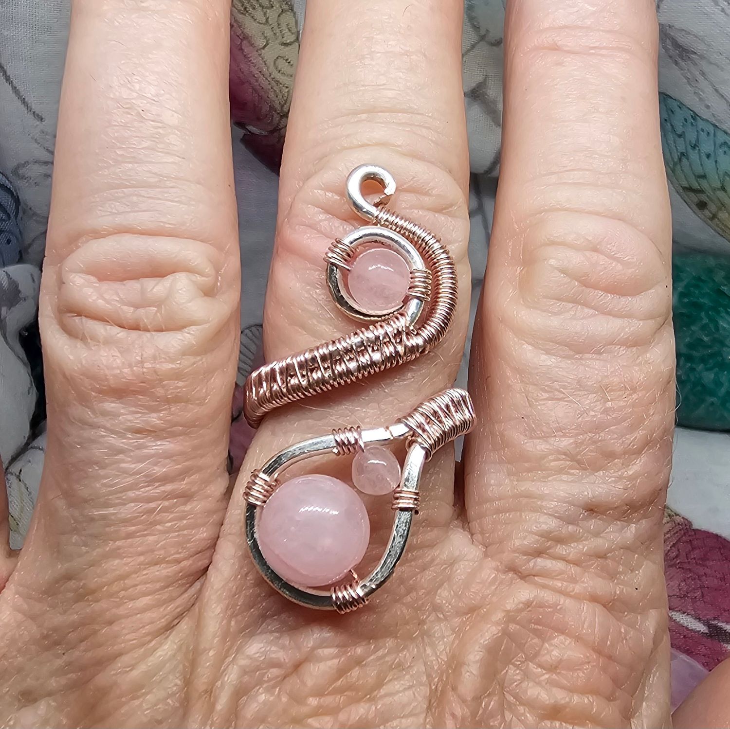 Rose Quartz, Rose Gold Adjustable Ring