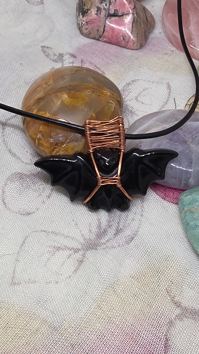 'Batty' Obsidian Pendant