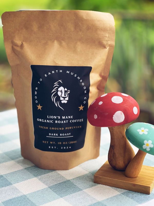 Organic Lion's Mane Peruvian Dark Roast Ground Coffee