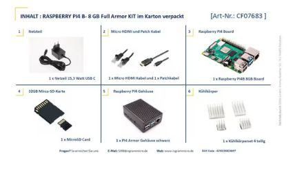 RASPBERRY PI 4B ARMOR 8GB KIT - PI4 8GB ARMOR GEH PSU 32GB MSD