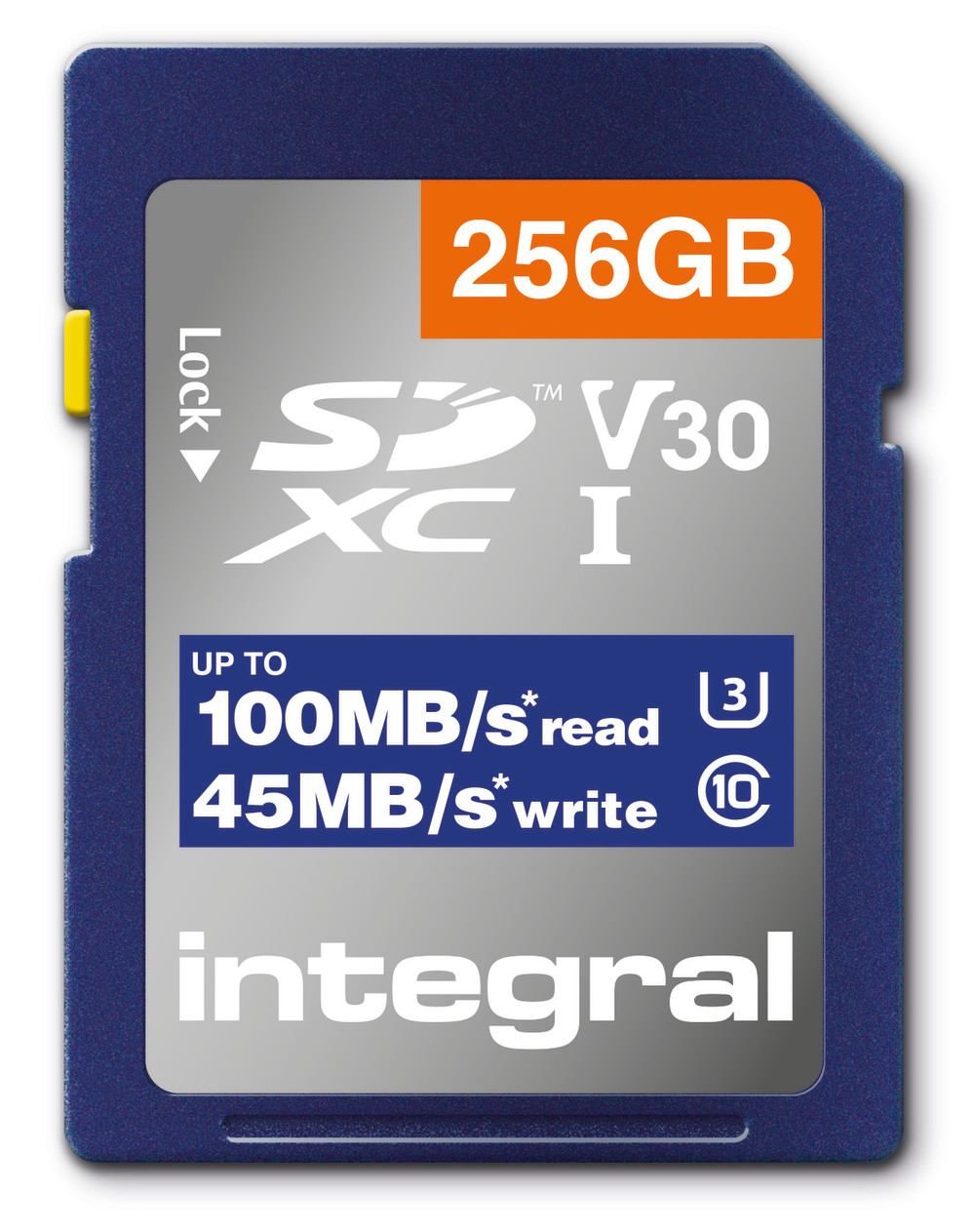 Integral INSDX256G-100V30 256GB SD CARD SDXC UHS-1 U3 CL10 V30 UP TO 100MBS R...