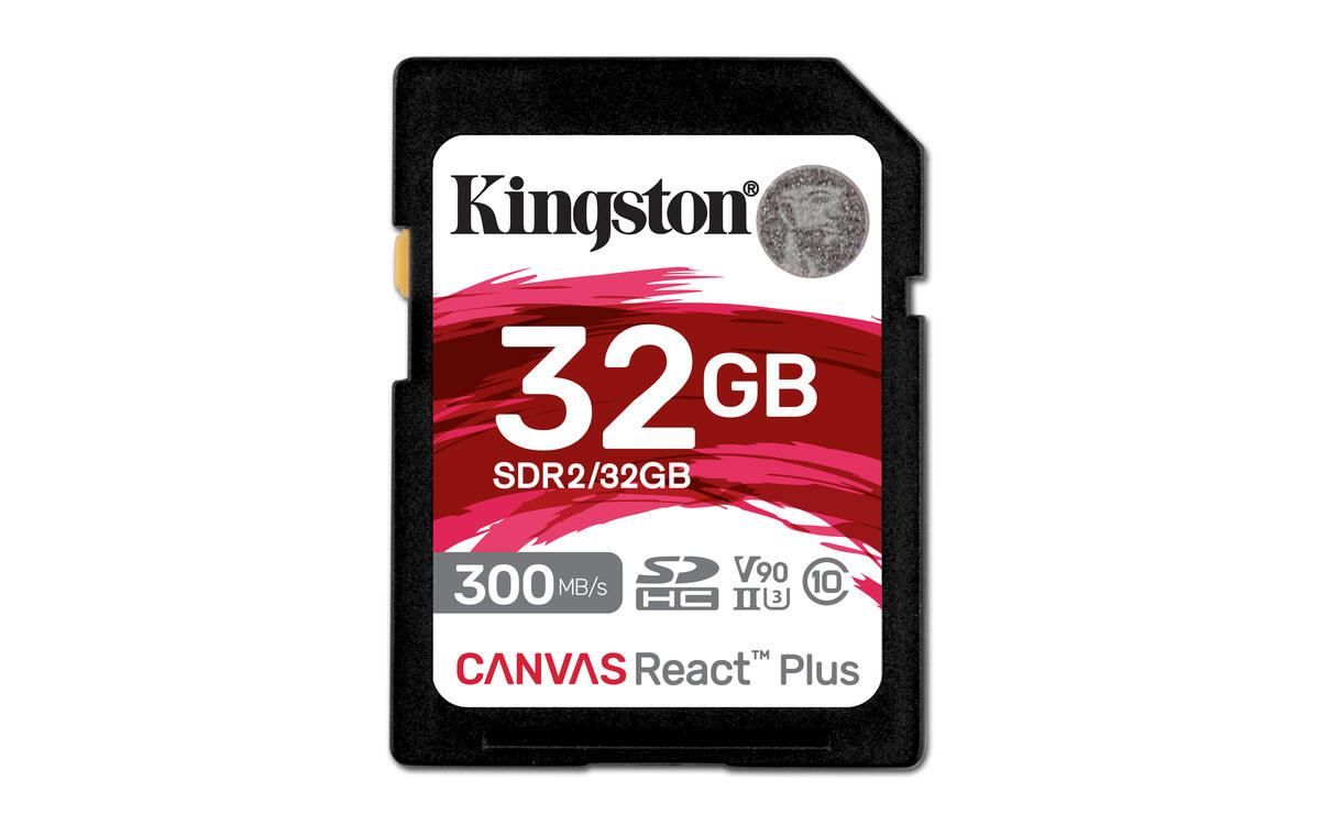 Kingston Technology 32GB Canvas React Plus SDHC UHS-II 300R/260W U3 V90 for F...