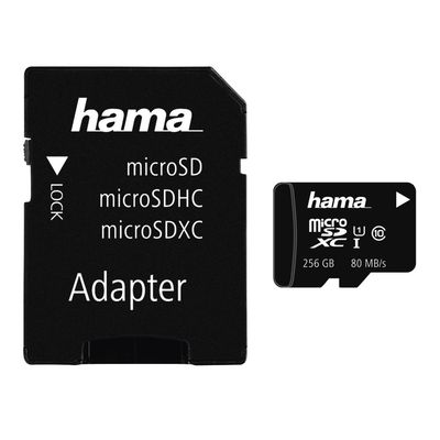 Hama 256GB MicroSDXC UHS-I Class 10 (Hama 265GB MicroSDHC Card with SD Adapte...