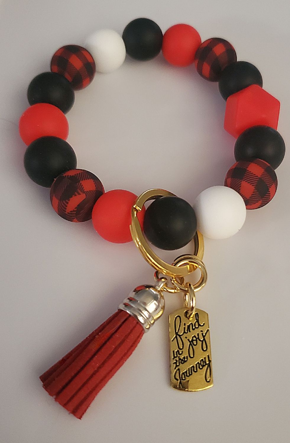 Red Buffalo Plaid Silicone Keychain