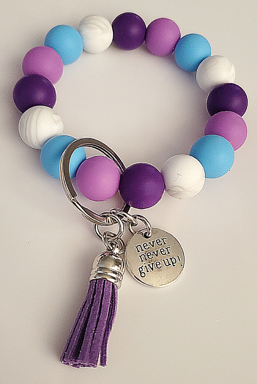 Purple/Blue Pastel Marble Silicone Keychain
