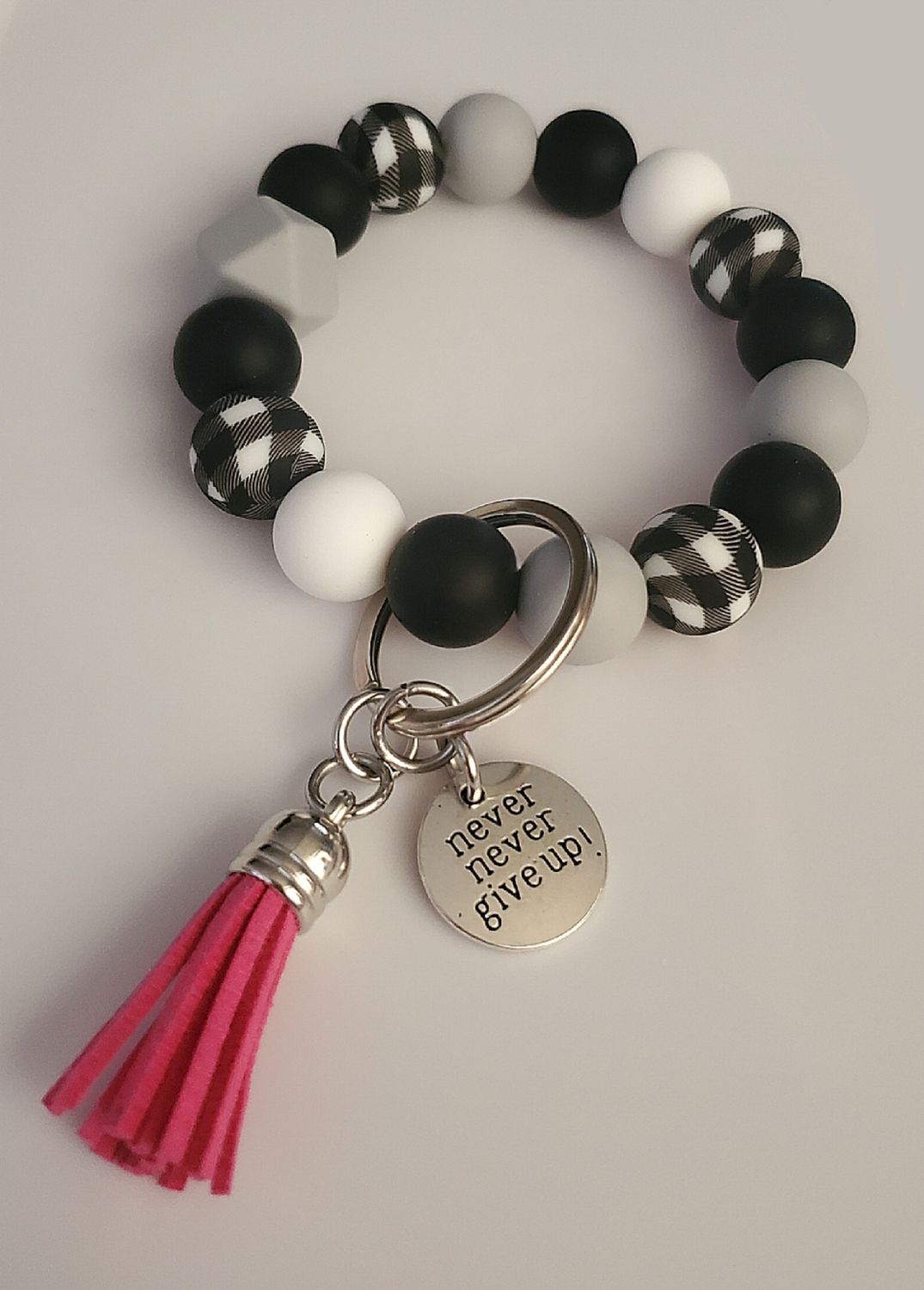 Black Buffalo Plaid Silicone Keychain
