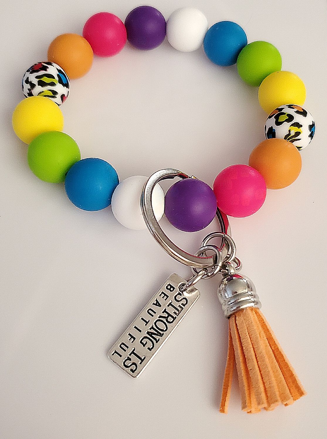 90&#39;s Style Multicolor Leopard Silicone Keychain #1