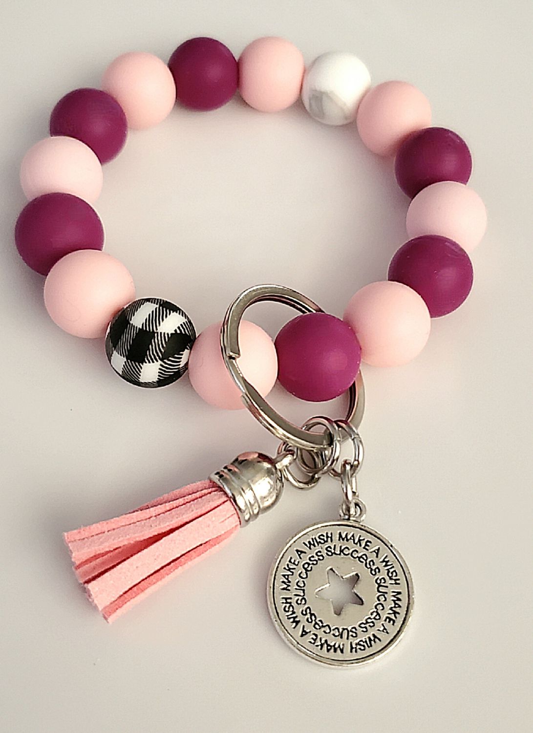 Pink and Plum Silicone Keychain
